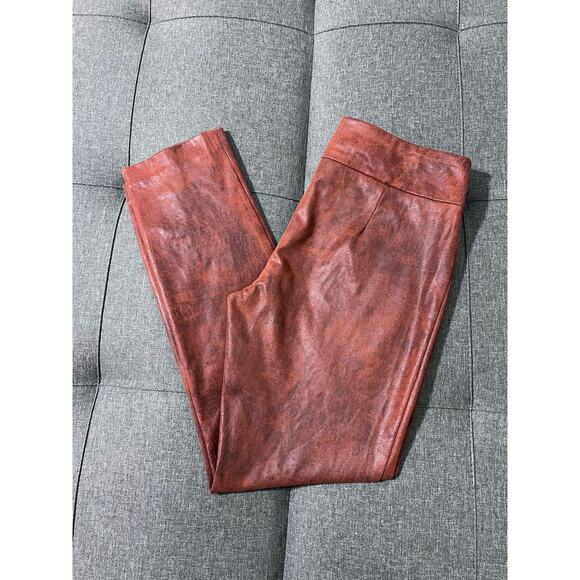 Attyre Pants Women 4 Brown Faux Leather Hide 31x27.5 Boho Indie Western‎ - Picture 1 of 7